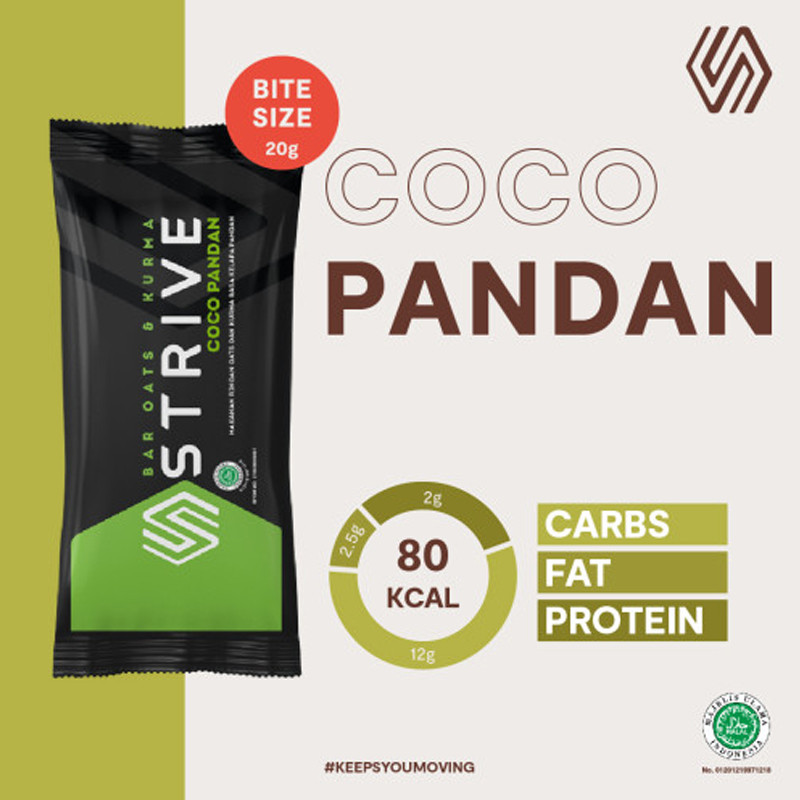 SUPLEMEN LARI STRIVE Energy Bar BITE SIZE COCO PANDAN