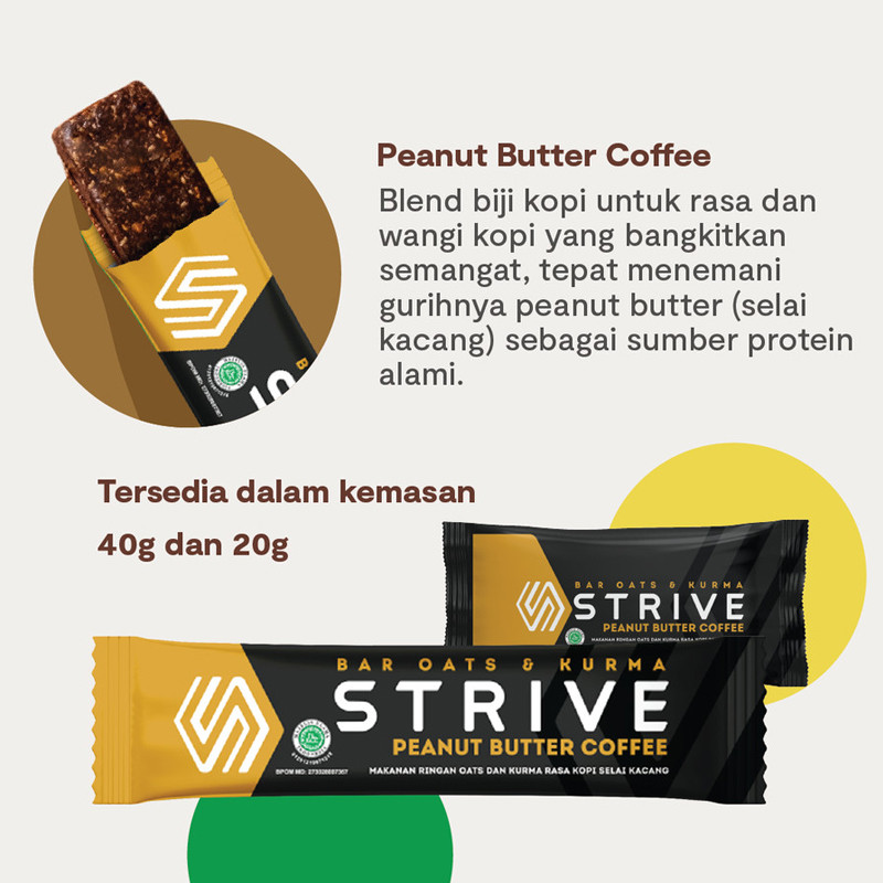 SUPLEMEN LARI STRIVE Energy Bar BITE SIZE PEANUT BUTTER COFFEE