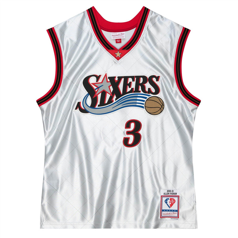 BAJU BASKET MITCHELL N NESS 75th Platinum Swingman Allen Iverson Philadelphia 76ers 2000-01 Jersey